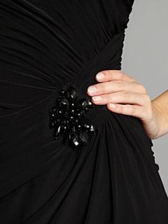 Adrianna Papell Evening Embellished shoulder long sleeve dress Black   House of Fraser