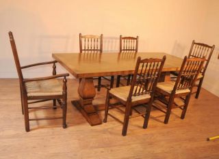 Oak Kitchen Diner Chair Set Refectory Table and Spindleback Chairs