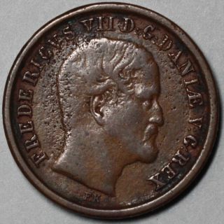 1853 Denmark Copper 1 Skilling King Frederick VII One Year Type