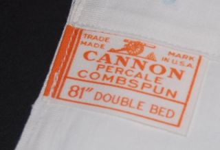Vtg Cannon Combspun 100 Cotton Percale Blue Scallop Dbl Sheet Flat