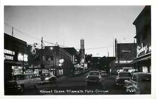 OR, Klamath Falls, Oregon, RPPC, Street Scene, 50s Cars, Smith No P663
