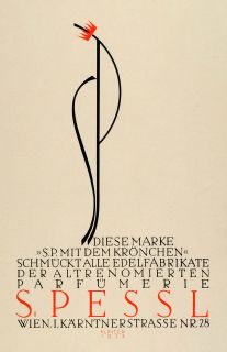 1931 Julius Klinger Lithograph Mini Poster Crown Parfumerie S. Pessl