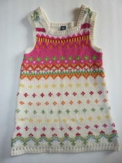 Gap Girl Wool Blend Fair Isle Nordic Knit White Fall Dress 2 2T