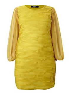 Koko Pinch pleat long sleeve dress Yellow   