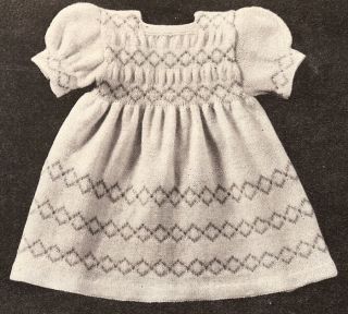 Vintage Knitting Pattern Baby Infant Dress 6 mos 1Year