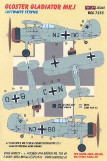 Kora Decals 1 72 Gloster Gladiator in Luftwaffe Service