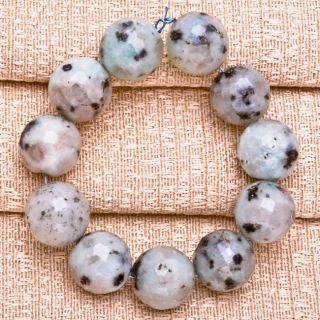 12mm 11pcs Kiwi Jasper Gemstone Faceted Round Beads