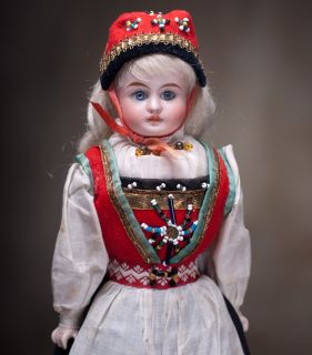 12 Antique German Bisque Doll in Original Costume by Kling