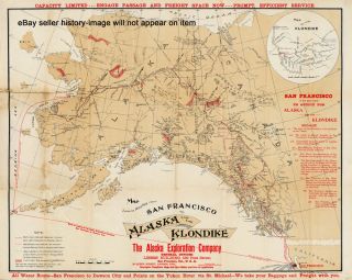 1897 Klondike Alaska Gold Mining San Francisco Map