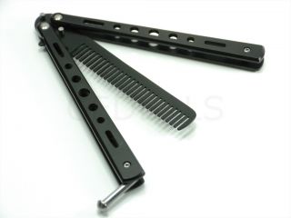 Butterfly Knife Balisong Stainless Steel Black Comb USA Seller
