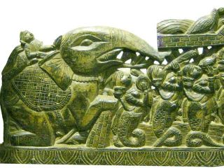 Lord Krishna on Kaliya Carved Wood Headboard Panel Indian Art Bed