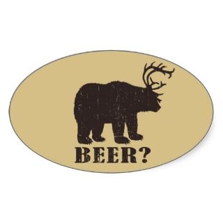 Bear + Deer = Bear? Funny Hunting Decals Oval Sticker