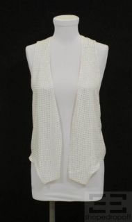 Agence White Silver Studded Silk Open Front Vest Size 1 New $348