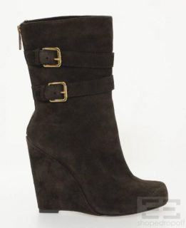 Kors Michael Kors Brown Suede Gold Buckle Boots New Size 6 5M