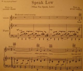 Vintage 1943 Speak Low Sheet Music Kurt Weill O