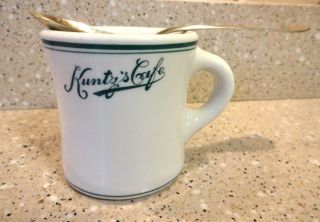 Vintage 1950 Coffee Cup Mug Spoon Kuntzs Cafe Dayton Ohio Wellsville