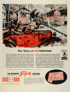 1945 Ad La Monte Safety Paper Money Fraud Counterfeit Freight Train