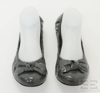 Pour La Victoire Grey Patent Leather Bow Ballet Flats Size 10