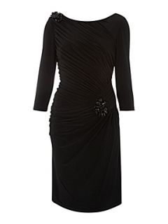 Adrianna Papell Evening Embellished shoulder long sleeve dress Black   House of Fraser