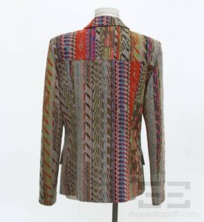 Christian Lacroix Bazar Red Wool & Multicolor Tribal Print Jacket Size