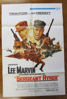 1968 Sergeant Ryker Original One Sheet 1sh 27x41 Movie Poster Folded