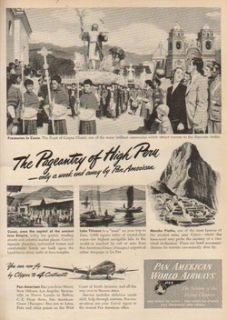 1946 Pan Am Airlines Cuzco Lake Titicaca Peru Andes Ad
