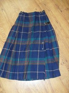 Laird Portch Scottish Kilt Wool Skirt Plaid Tartan Womans 6 Green XS