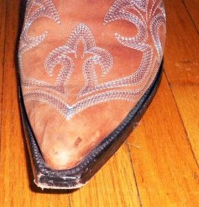 Lane Cowboy Show Boot Brown Turquoise Stitching s 8 5 9