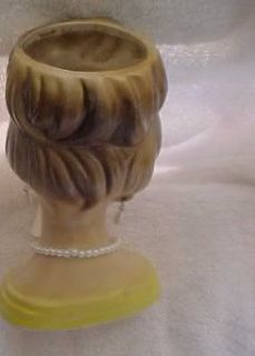 Vintage Lady Marked Rubens 4103 Head Vase Headvase Planter Yellow