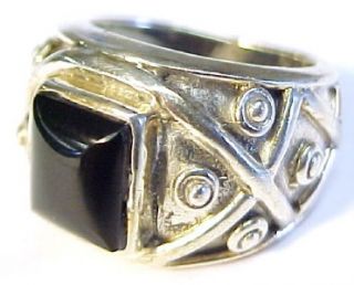 Black Onyx Accented Sterling Silver Ladies Ring 7 75