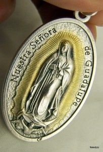 Silver Glid Our Lady of Guadalupe Medal Virgin Saint Mary Mother of