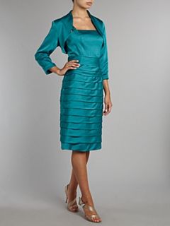 Shubette Tiered satin dress and jacket Emerald   