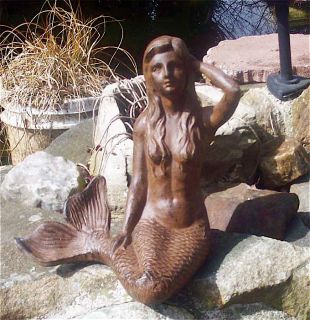 Large Sunning Mermaid Cast Iron Rust Finish