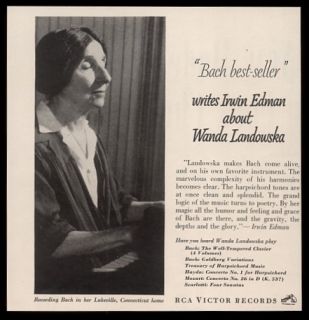 1951 Wanda Landowska at Harpsichord Photo RCA Victor Records Print Ad