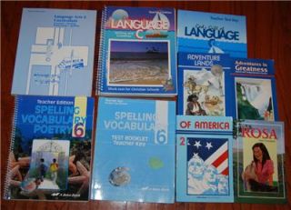 Abeka 6th GR Language Arts Grammar Spelling 9 Books