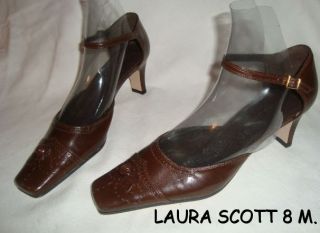 Laura Scott Rose Ankle Strap Heels Shoes Size 8 M Fabulous