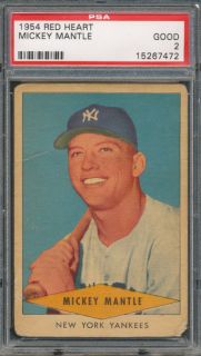 1954 Red Heart Mickey Mantle PSA Good 2 7472
