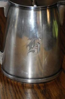 Silver Pitcher, Lawrence B Smith Co Antique, Small Monogram with B
