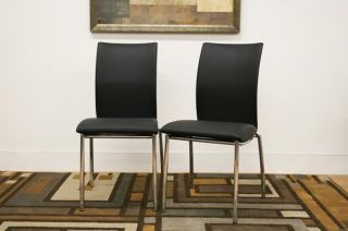 Layton Black Faux Leather Contemporary Dining Chair Set of 2   DC088