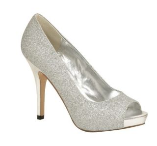 Lava Womens Mylie Silver Glitter Open Toe 3 1 2 High Heel Pump Shoes