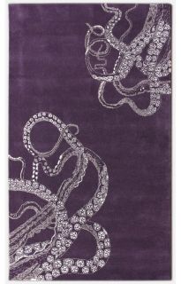 Contemporary Area Rug New Modern Octopus Carpet Purple 5 x 8 Wool