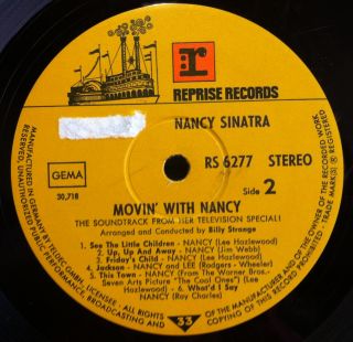 Nancy Sinatra Movin with LP VG RS 6277 German 1st Press Stereo 1968