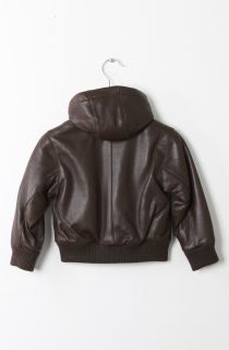 Sale Toddlers New Brown Lambskin Leather Hoodie Jacket Size 4T
