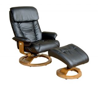 Mac Motion Black Leather w Pecan Recliner Chair 819