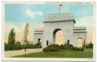 Lawrence KS Haskell Stadium College c1930s Postcard Kansas