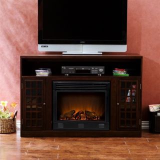 LED Electric Fireplace w Remote TV Stand Media Cabinet in Oak