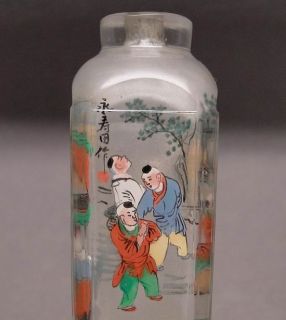 19th C Chinese Figures Glass Snuff Bottle