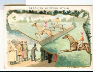 1890 Biscuits Lefevre Utile Trade Card Horse Jumping