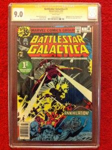 Battlestar Galactica #1, Signed by Stan Lee, Marvel 3/79 Not 9.8, 9.6