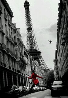 3D Picture Shadow Box Paris Girl Running Eiffel Tower 3D Lenticular